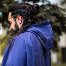 Blue cloak with hood
