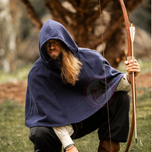 Woollen hood with long liripipe - Blue