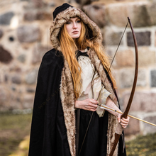 Woman in Black Viking Cloak